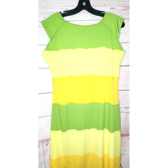 Rare Club Style Yellow Green Nightgown Sleepwear Summer Sleeveless Dress Size 12 - Picture 7 of 10